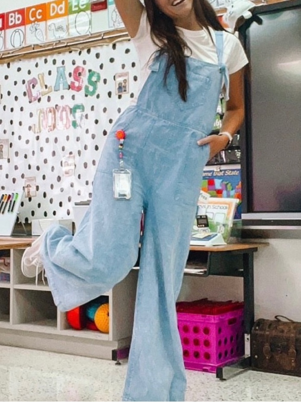 THE MEENA DENIM OVERALLS IN LIGHT WASH - Picture 5 of 5